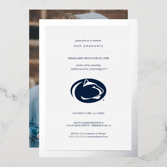 Penn State University Nittany Lions Foil Invitatio Invitation (Front/Back)