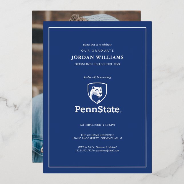 Penn State University Shield Foil Invitation (Front/Back)