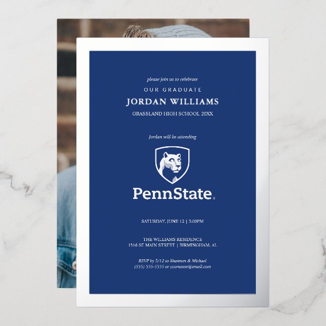 Penn State University Shield Foil Invitation (Front/Back)