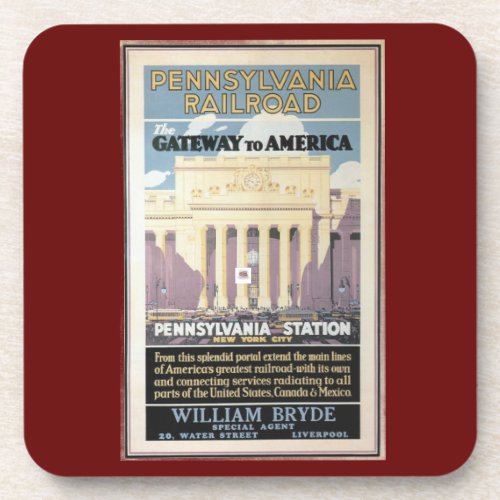 Penn Station Gateway To America 1929   Beverage Coaster