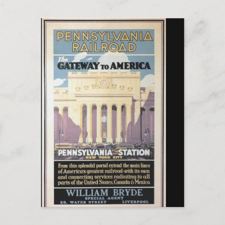 Penn Station,gateway To America 1929 Postcard
