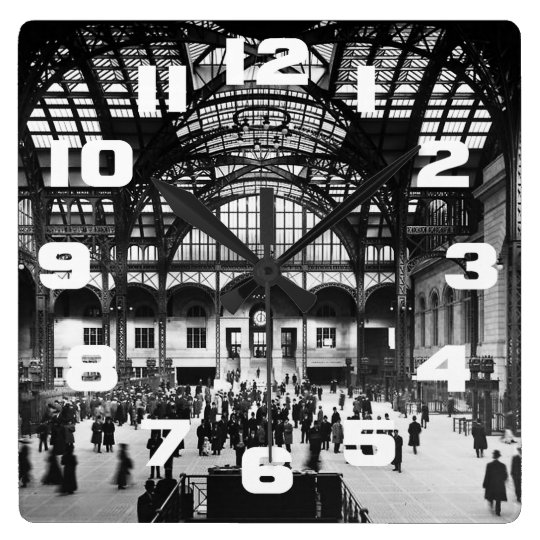 Penn Station New York City Vintage Railroad Square Wall Clock