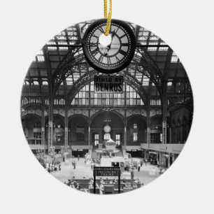 Penn Station New York Magic Lantern Slide Vintage Ceramic Ornament