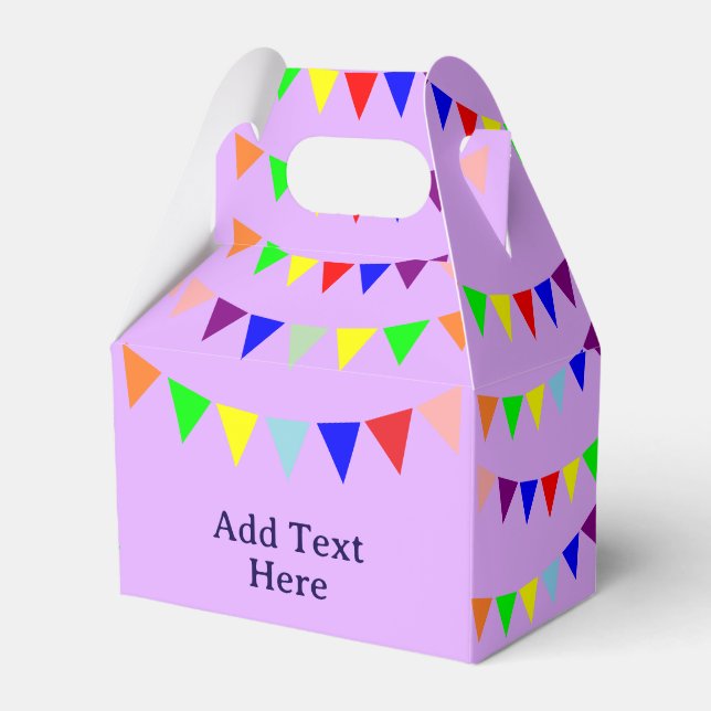 Pennant Banner Patter Party Decor Purple Favor Boxes (Front Side)