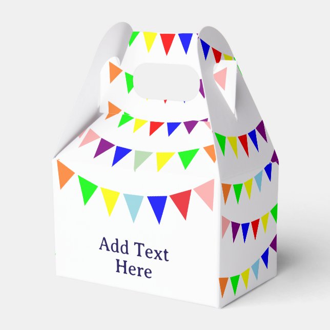 Pennant Banner Patter Party Decor White Favor Boxes (Front Side)