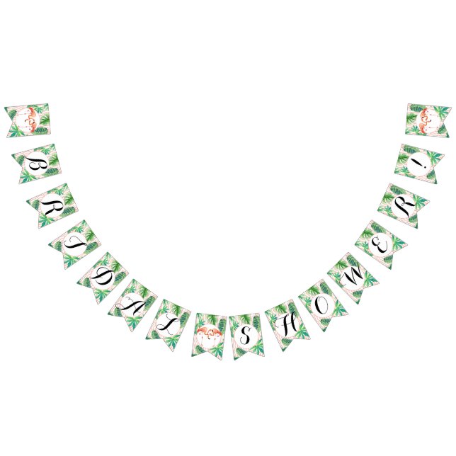 Pennant Bunting Bridal Shower Flamingo Leaf Stripe Flags (All)