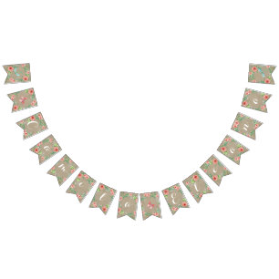 Pennant Rose Baby Girl Name BOHO Nursery Room Bunting Flags