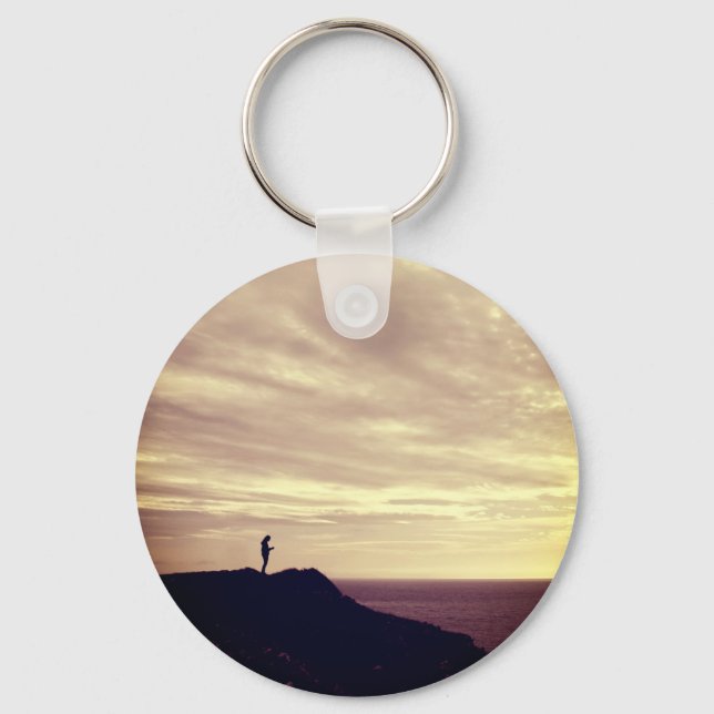 Pennard cliffs at sunset, Gower, Swansea Keychain (Front)