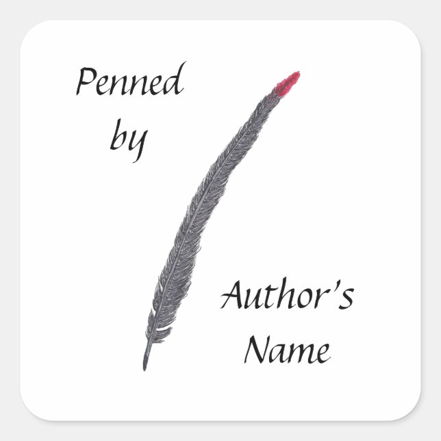 Penned by, Name Quill Pen Author Stickers (Front)