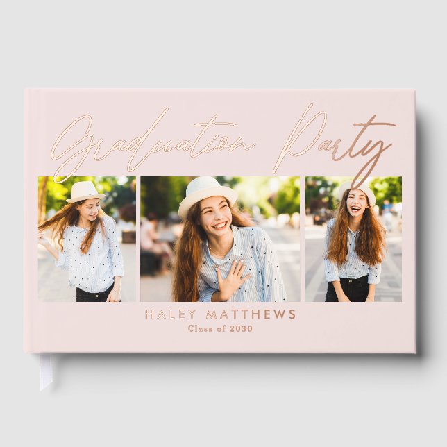 Penned Party Foil Photo Graduation Guest Book (Front)