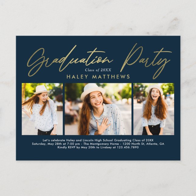 Penned Party Graduation Party Invitation Postcard (Front)