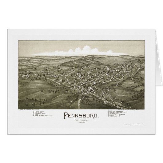 Pennsboro, WV Panoramic Map - 1899 Cards (Front Horizontal)