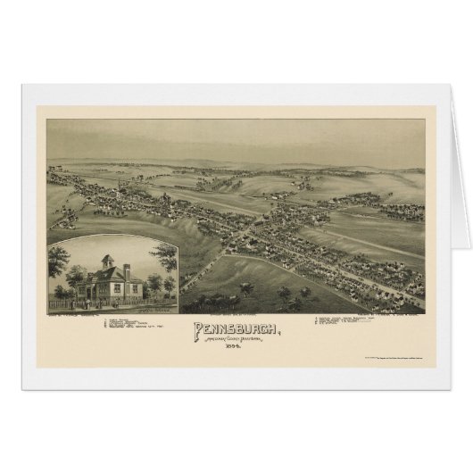Pennsburgh, PA Panoramic Map - 1894 Cards (Front Horizontal)
