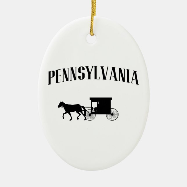 Pennsylvania Amish Carriage Ceramic Ornament (Front)