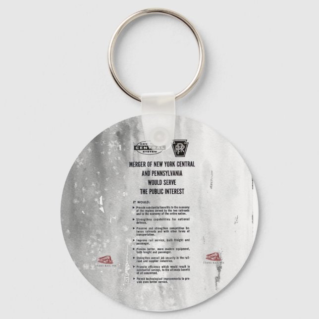 Pennsylvania and  New York Central Railroad Merger Keychain (Front)