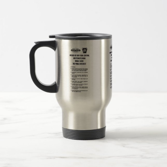 Pennsylvania and  New York Central Railroad Merger Travel Mug (Left)