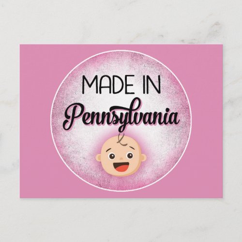 Pennsylvania Baby Funny Pink New Girl Postcard