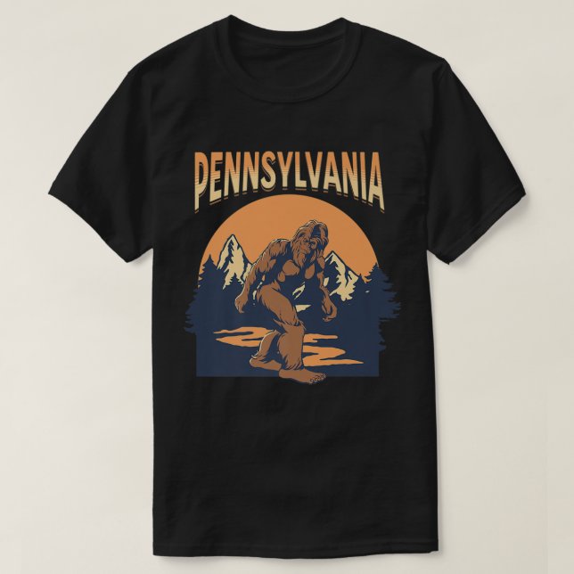 Pennsylvania Bigfoot Mountains Trees Nature Outdoo T-Shirt (Design Front)