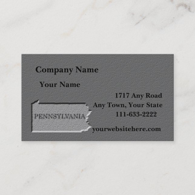Pennsylvania  Business card  carved stone look (Front)