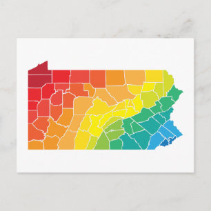 pennsylvania color counties postcard