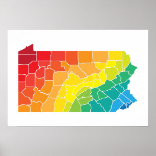 pennsylvania color counties poster