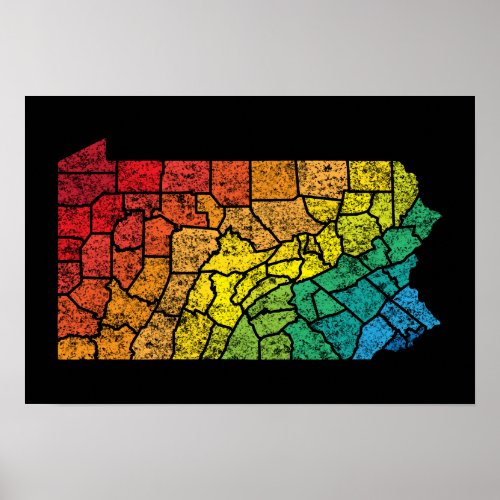 pennsylvania color counties poster