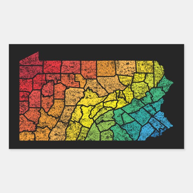 pennsylvania color counties rectangular sticker (Front)
