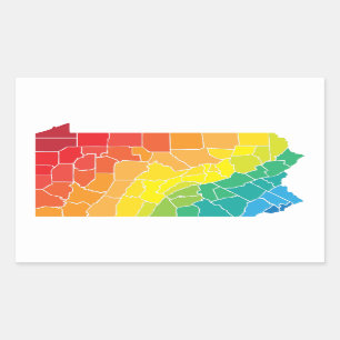 pennsylvania color counties rectangular sticker
