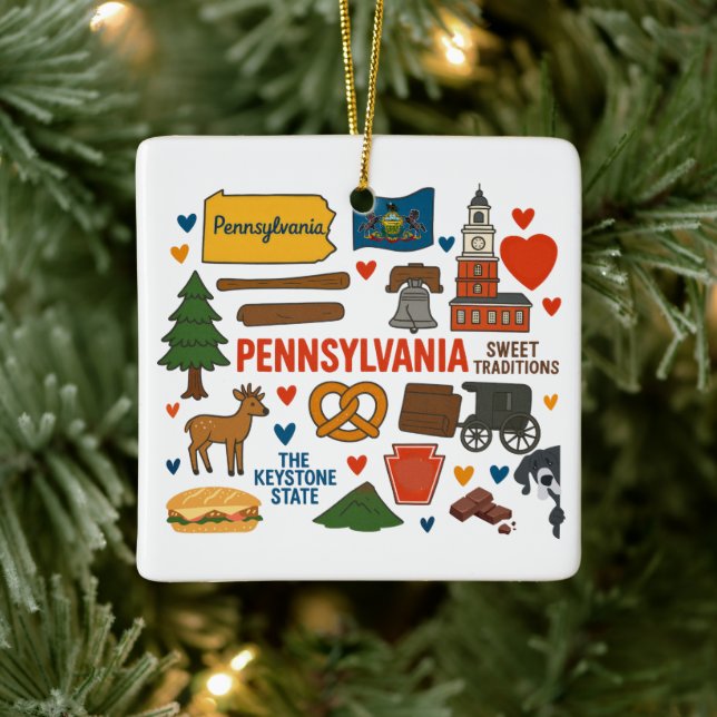 Pennsylvania Custom Family Trip 2026 Christmas Ceramic Ornament (Tree)