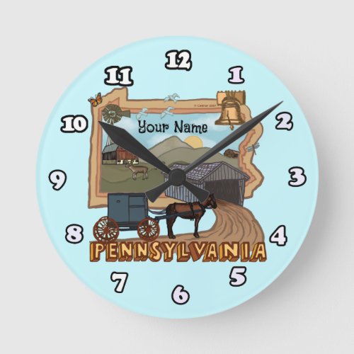 Pennsylvania custom name round clock