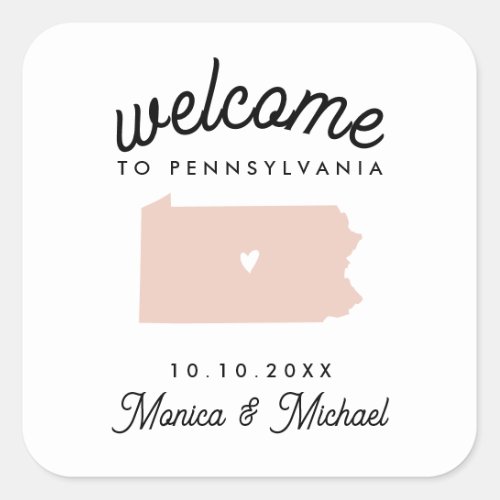 PENNSYLVANIA Destination Wedding ANY COLOR  Square Sticker