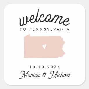 PENNSYLVANIA Destination Wedding ANY COLOR  Square Sticker