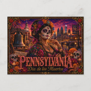 Pennsylvania Día de los Muertos Retro Postcard