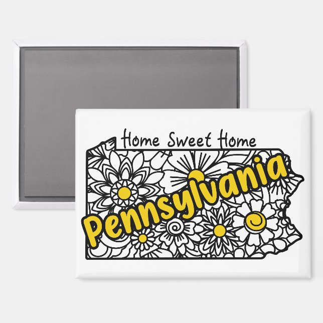 Pennsylvania Doodle Flowers Magnet (Front/Back)
