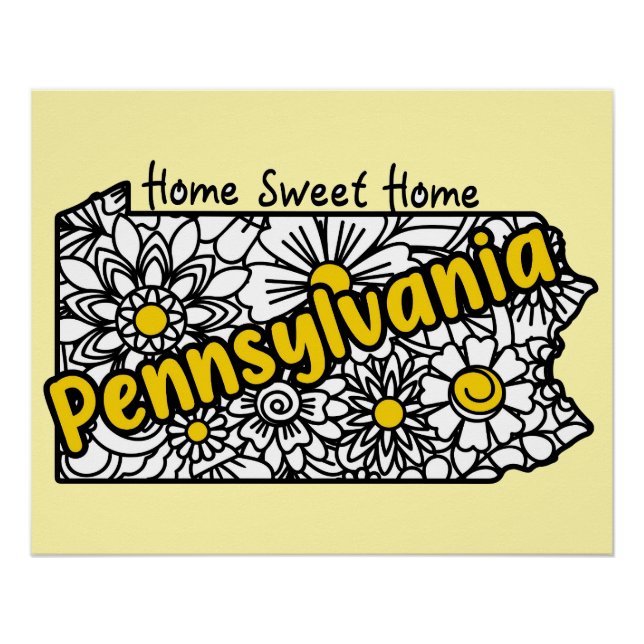 Pennsylvania Doodle Flowers Poster (Front)