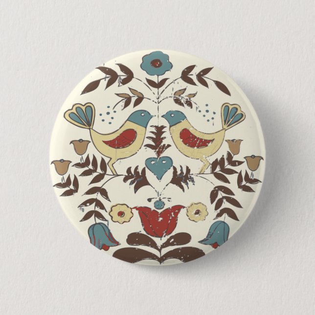 Pennsylvania Dutch Amish Hex Sign Bird Americana Button (Front)