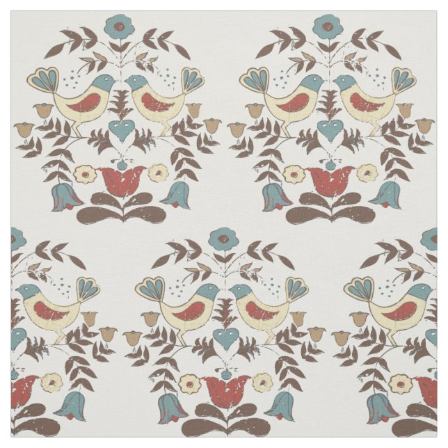 Pennsylvania Dutch Amish Hex Sign Bird Americana Fabric (Swatch)