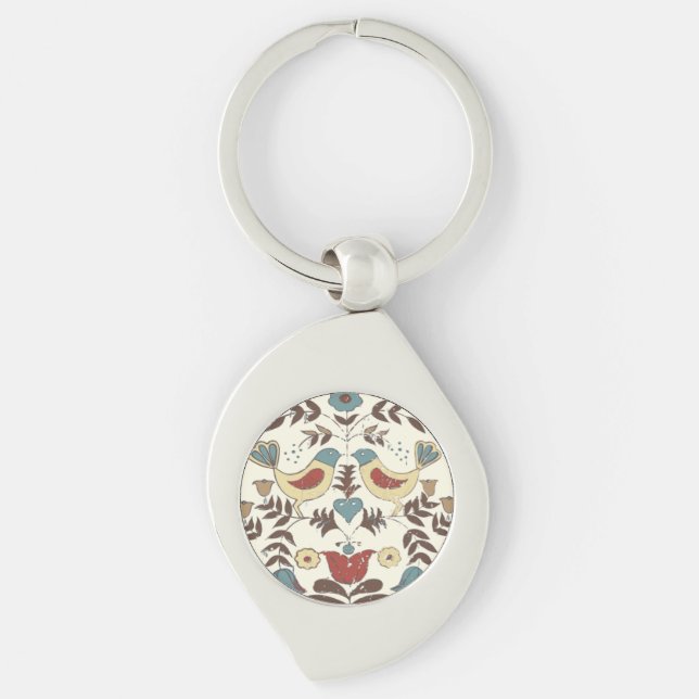 Pennsylvania Dutch Amish Hex Sign Bird Americana Keychain (Front)