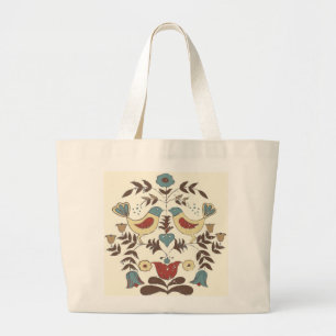 Pennsylvania Dutch Amish Hex Sign Bird Americana Large Tote Bag