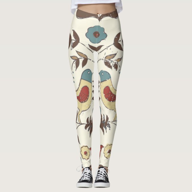 Pennsylvania Dutch Amish Hex Sign Bird Americana Leggings (Front)