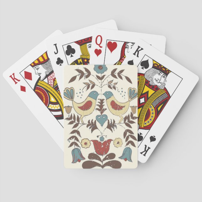 Pennsylvania Dutch Amish Hex Sign Bird Americana Poker Cards (Back)