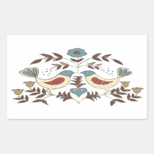 Pennsylvania Dutch Amish Hex Sign Bird Americana Rectangular Sticker