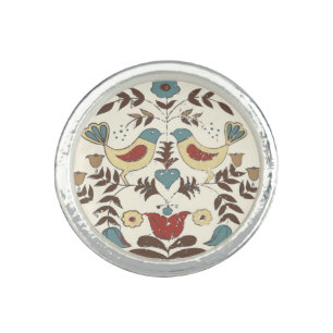 Pennsylvania Dutch Amish Hex Sign Bird Americana Ring