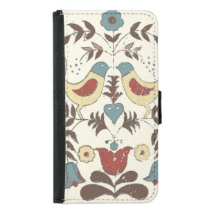 Pennsylvania Dutch Amish Hex Sign Bird Americana Wallet Phone Case For Samsung Galaxy S5