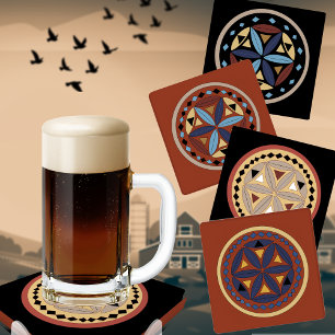 Pennsylvania Dutch Amish Hex Sign Coaster Set