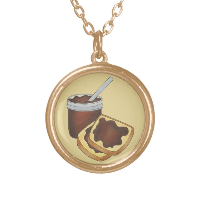 Pennsylvania Dutch Canned Apple Butter Amish Food Gold Plated Necklace (Front)