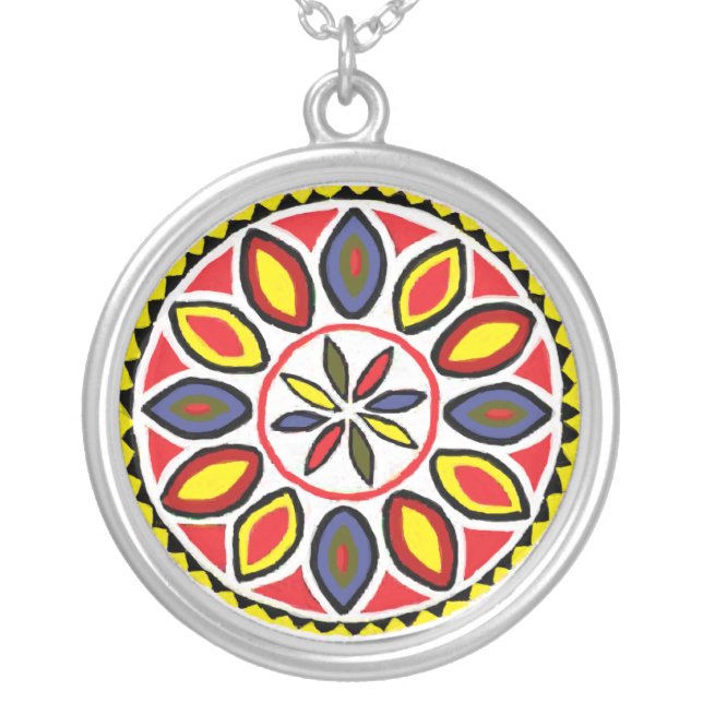 Pennsylvania-Dutch Daddy Good Luck Hex Silver Plated Necklace (Front)