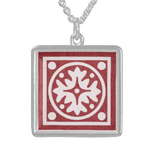 Pennsylvania Dutch Floral Folk Art Sterling Silver Necklace