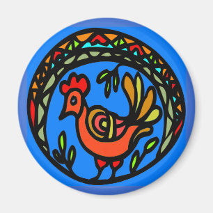 Pennsylvania Dutch Hex red Rooster Magnet