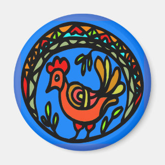 Pennsylvania Dutch Hex red Rooster Magnet